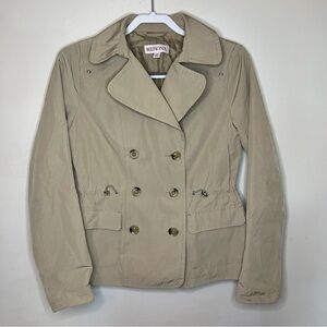 Merona jacket rain‎ coat cinched waist toggle tan double breasted women's small